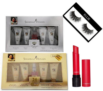 

ELLIE Eyelashes & Dimond Facial KIt & Gold Facial KIt,liptensity lipstick(Set of 4)