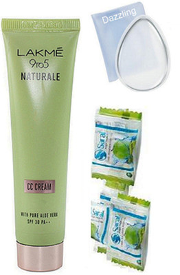 

Dazzling silicon puff, Lakme 9to5 naturale CC cream, napkin(Set of 3)