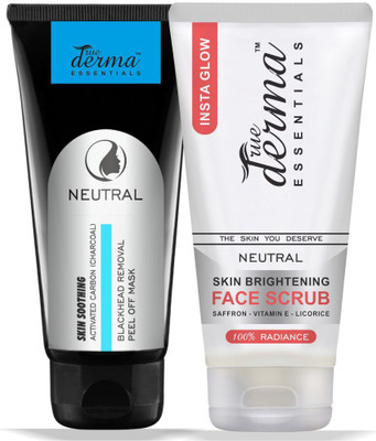 

True Derma Essentials Activated Carbon Blackhead Removal Peel Off Mask + Insta Glow Skin Brightening Face Scrub(Set of 2)