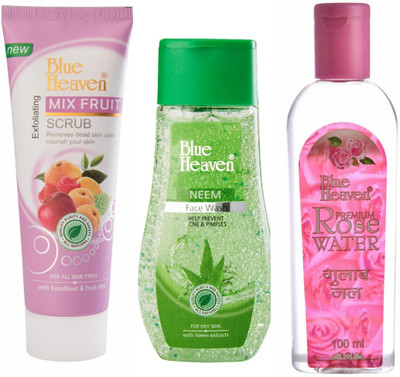 

Blue Heaven face wash ,scurb fruit , rose water(Set of 3)