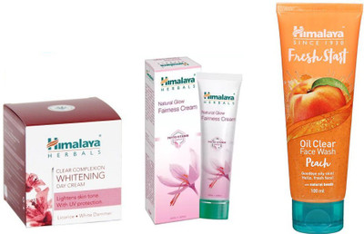 

Himalaya oil clear peach face wash, natural glow fairness cream, clear complexion cream(Set of 3)