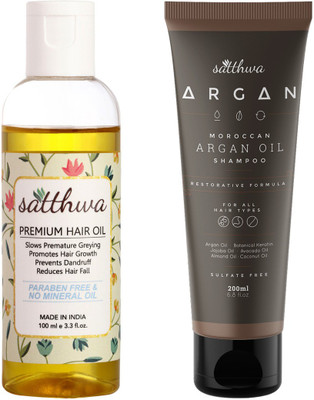 

Satthwa Premium Hair Oil Plus Argan Oil Shampoo Combo(Set of 2)