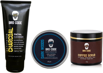 

Bro Code Combo of Face Wash, Stache Wax and Coffee Scrub(Set of 3)