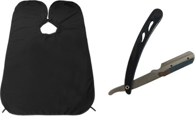 

KYT Hairdressing Salon Apron Hair Cloth Waterproof Shampoo Cutting Cape Black / Stainless Steel Straight Edge Barber Blade Shaving Razor With Plastic Handle(Set of 02)