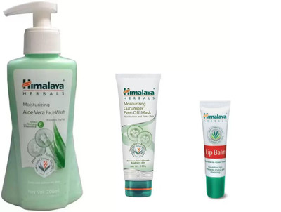 

Himalaya aloe vera face wash, cucumber peel of mask, lip balm(Set of 3)