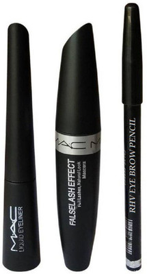 

RHV Eyebrow Pencil Black & Liquid EyeLiner & Mascara(Set of 3)