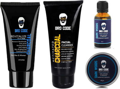 

Bro Code Combo of Facewash, Peel Off Mask, Beard Oil and Wax(Set of 4)