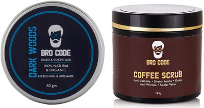 Bro Code Combo of Stache Wax and Coffee Scrub(Set of 2)