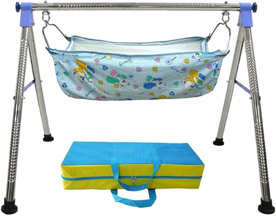 

malani Stainless steel Folding NRI Baby Cradle (Ghodiyu) (Blue, Silver)(Blue)