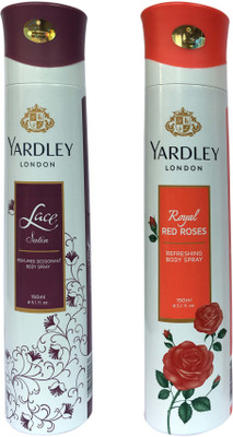

Yardley London Lace Satin, Royal Red Roses (pack of 2) Body Spray - For Women(150 ml, Pack of 2)