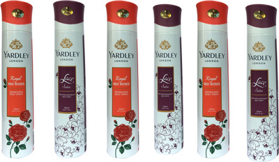 

Yardley London Royal Red Roses and Lace satin (pack of 6) Body Spray - For Women(150 ml, Pack of 6)