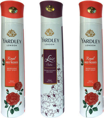 

Yardley London Royal Red Roses and Lace satin (pack of 3) Body Spray - For Women(150 ml, Pack of 3)