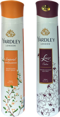 

Yardley London Imperial Sandalwood and Lace satin (pack of 2) Body Spray - For Women(150 ml, Pack of 2)