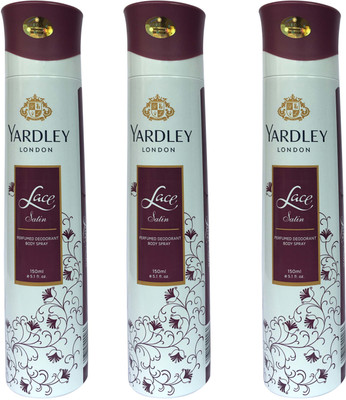 

Yardley London Lace Satin (pack of 3) Body Spray - For Women(150 ml, Pack of 3)