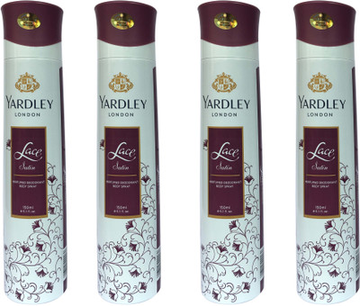 

Yardley London Lace Satin (pack of 4) Body Spray - For Women(150 ml, Pack of 4)