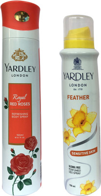 

Yardley London Royal Red Roses and feather(pack of 2) Body Spray - For Women(150 ml, Pack of 2)