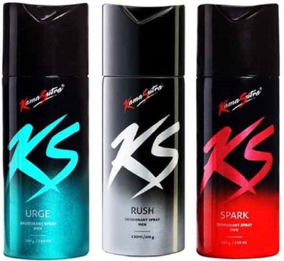 

ks spark,rush,urge Body Spray - For Men(450 ml, Pack of 3)