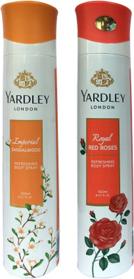 

Yardley London Imperial Sandalwood and Royal red roses (pack of 2) Body Spray - For Women(150 ml, Pack of 2)