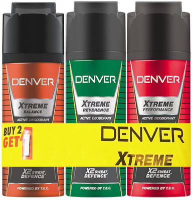 

Denver Xtreme Balance,Reverence,Performance Deodorant Spray - For Men(450 ml, Pack of 3)