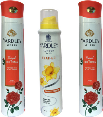

Yardley London Royal Red Roses and Feather (pack of 3) Body Spray - For Women(150 ml, Pack of 3)
