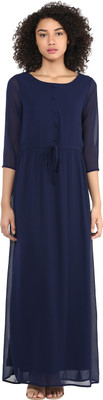 HARPA Women Maxi Dark Blue Full Length Dress