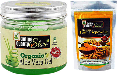 

Online Quality Store Organic Aloe Vera Gel Green + Kasturi Turmeric Powder For Face_800g(800 g)