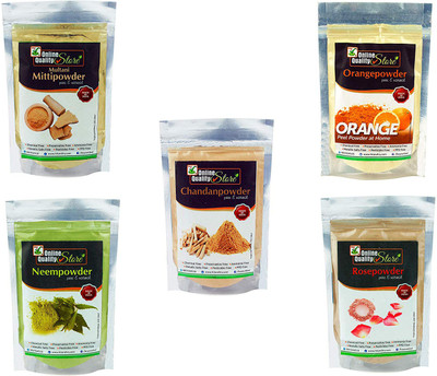 

Online Quality Store Multani Mitti + Chandan Powder + Orange Peel Powder + Neem Powder + Rose Powder_400g(400 g)