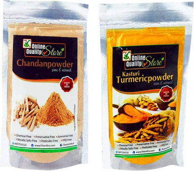 

Online Quality Store Kasturi Turmeric Powder For Face + Pure Organic Sandalwood Powder For Skin Whitening_100g(100 g)
