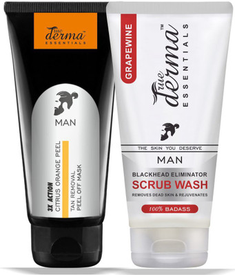 

True Derma Essentials Citrus Orange Peel-Tan Removal Peel Off Mask + Grapewine Blackhead Eliminator Scrub Wash(200 ml)