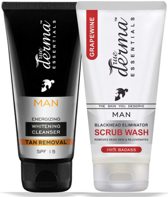 

True Derma Essentials Energizing Whitening & Tan Removal Cleanser + Grapewine Blackhead Eliminator Scrub Wash(200 ml)