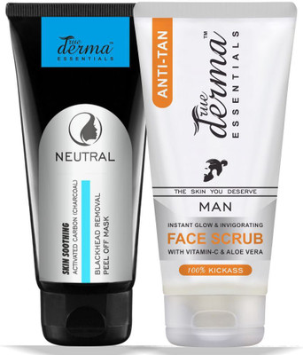 

True Derma Essentials Activated Carbon (Charcoal) Soft Blackhead Removal Peel Off Mask + Anti-Tan (Tan Removal) Face Scrub(200 ml)