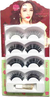 

Sweet Rose Quick & Economical False Eyelash with Glue(Pack of 4)