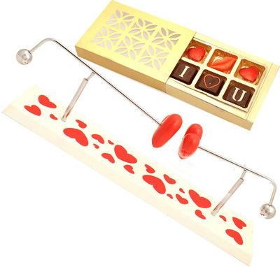 Ghasitaram Gifts Valentine Gifts-Heart to Heart with Valentine Chocolate Box Combo(2)