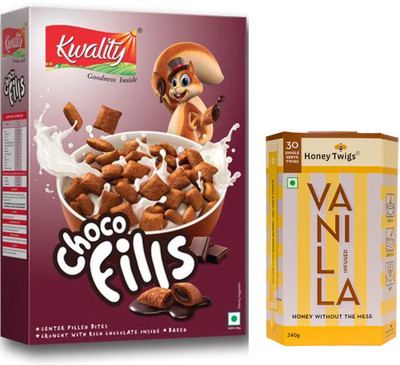 

Kwality Choco Fills 250 gm and Honey Twigs Vanilla Infused Honey 240 gm Combo(490)