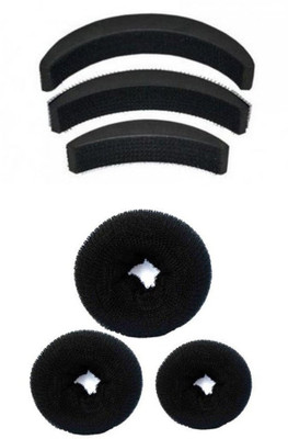

Shining Angel Butefull Bun Maker AND Puff Maker for Girl/Women Set Of 6 Pices Hair Accessory Set(Black)