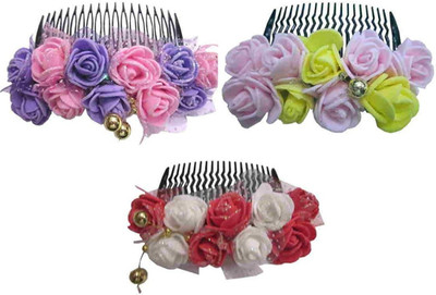 

Unique Indian Crafts Party Handmade Flower Comb Clip Hair Pin(Multicolor)