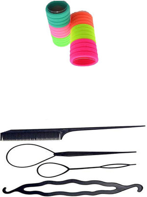 

sr enterprises hair diy kit tools and fashion rubber bands [pack of 28pcs] Hair Accessory Set(Multicolor)