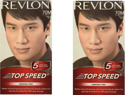 

Revlon Top Speed Hair Colour Natural Black 70M Pack Of 2 Hair Color(Brown)