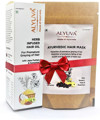 

ALYUVA Combo of Ayurvedic Hair oil for Premature Greying of Hair and Hair Mask(200 g)