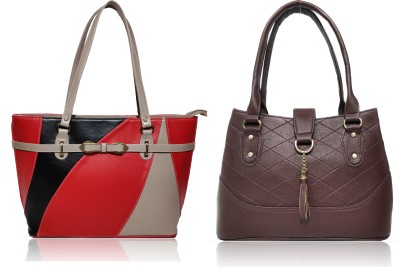 AZED Collections Women Red, Brown Shoulder Bag(Pack of: 2)