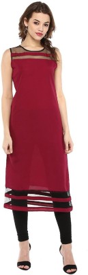 NOWT Women Colorblock Straight Kurta(Maroon)