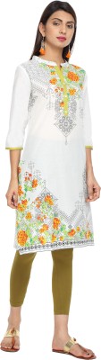 Alena Women Printed Straight Kurta(Light Green)