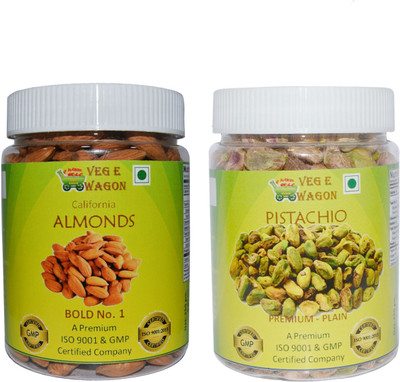

Veg E Wagon Almonds Bold No1 & Pista Premium Plain (250 Each) Almonds, Pistachios(500 g, Plastic Bottle)