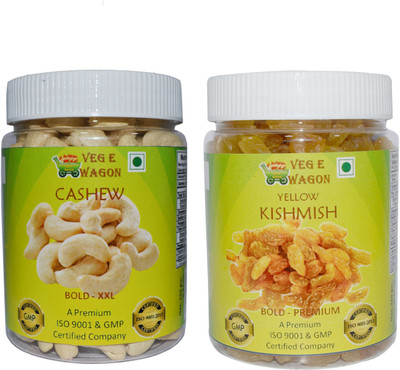 

Veg E Wagon Cashew Bold XXl & Yellow Kishmish Bold Premium (250 Each) Cashews, Raisins(500 g, Plastic Bottle)