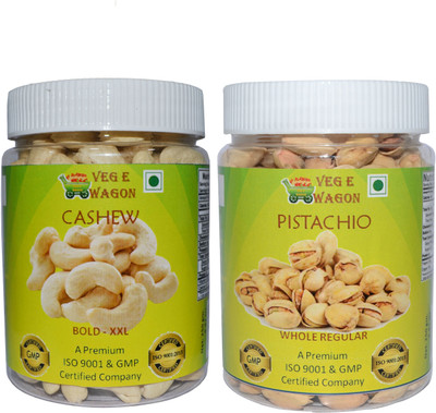 

Veg E Wagon Cashew Bold XXl & Pista Whole Regular (250 Each) Cashews, Pistachios(500 g, Plastic Bottle)