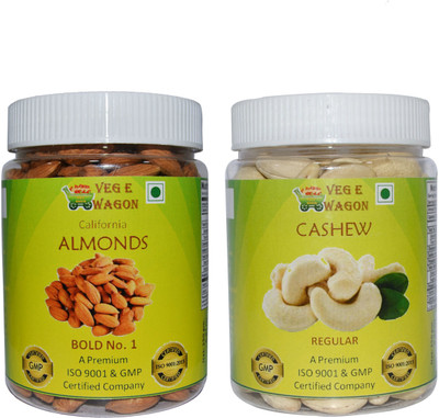

Veg E Wagon Almonds Bold No1 & Cashew Regular (250 Each) Almonds, Cashews(500 g, Plastic Bottle)