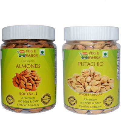 

Veg E Wagon Almonds Bold No1& Pista Whole Regular (250 Each) Almonds, Pistachios(500 g, Plastic Bottle)