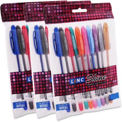 Linc Shine Glitter 1.0mm Multicolor Gel Pen(Pack of 30, Ink Color - Multicolor)