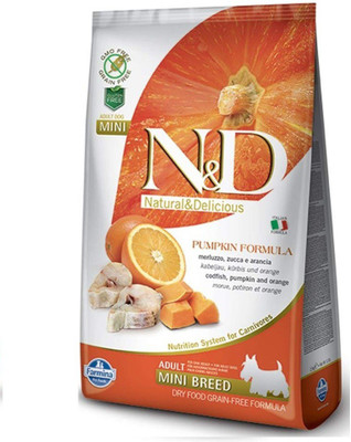 Farmina Grain Free Adult Mini Dog Food Pumpkin and Orange Cod, Fish 7 Dry Dog Food