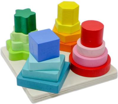

Tootpado Wooden Geometric Shape Sorter Puzzle - (1TNG237) - Circle Square Pentagon Hexagon Stacker Toys(1 Pieces)